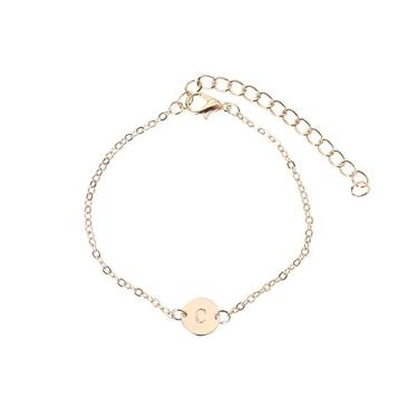 Imagem de Tornozeleira feminina com letra elegante, corrente de praia, design casual gravado, confortável e leve, acessório de presente