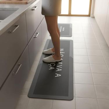 Imagem de Tapetes antiderrapante p/cozinha grande absorvente | kit com 2 unidades| Magico| 120cm x 60xm (modelo 05 cor cinza)