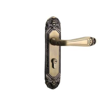 Imagem de Fechadura mecânica luz europeia luxo quarto fechadura de madeira liga de zinco silencioso casa quarto fechadura maçaneta interna (bronze tipo A)