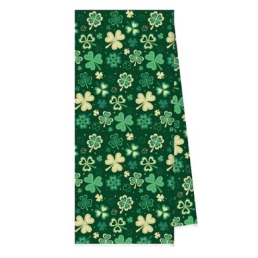 Imagem de Toalha de mão, Dia de São Patrício, trevo verde e dourado, decorações do dia de São Patrício, panos de prato de algodão absorvente, decoração de cozinha de férias irlandesas