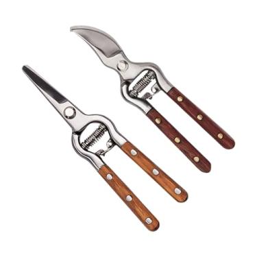 Imagem de Tesoura de Jardinagem | Cortador De Bypass Resistente | 2 Unidades de Tesoura de Jardim em Aço Inoxidável Manual - para Plantas Domésticas, Árvores Frutíferas, Ramos, Jardineiros ao Ar Livre,