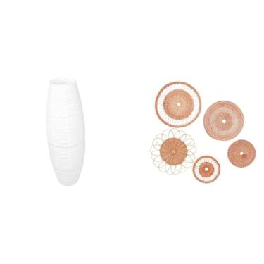 Imagem de Whtkoph Arte de Parede Decorativa em Rattan Trançado, Abajur Simples com Proteção para Lâmpada de Chão, Ideal para Quarto, Corredor, Hotel E Café.