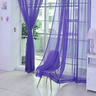 Imagem de Painéis de Cortina Sheer Tule para Janela com Bolsa Vara Sólida Malha Transparente Moderna Decoração Quarto Sala Estar e Porta
