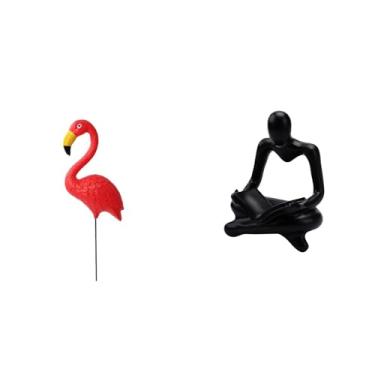 Imagem de Whtkoph Escultura de Flamingo para Jardim de Fadas, Enfeite de Natal, Estátua de Pensador Abstrato, Estatueta Artesanal para Decoração com Sal.