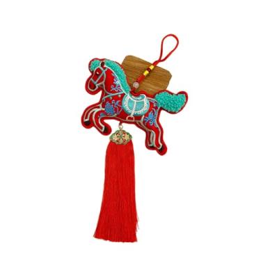 Imagem de Esquirla Enfeite de cavalo para o Ano Chinês, decoração Feng Shui para o Festival da Primavera, leve e multifuncional, pingente de desenho animado para, Cavalo Vermelho Correndo, Borlas