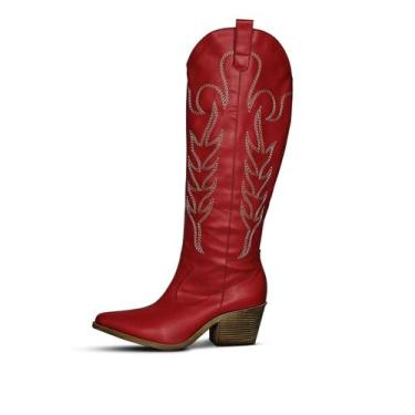 Imagem de Bota Feminina Texana Boiadeira Vermelha - Jessica Leal Shoes, Vermelho
