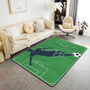Imagem de Tapetes de futebol para sala de estar, quarto, bola de futebol, tema esportivo, sala de estar, para quarto, crianças, meninos, meninas, adolescentes, campo de futebol, tapete decorativo para jogos
