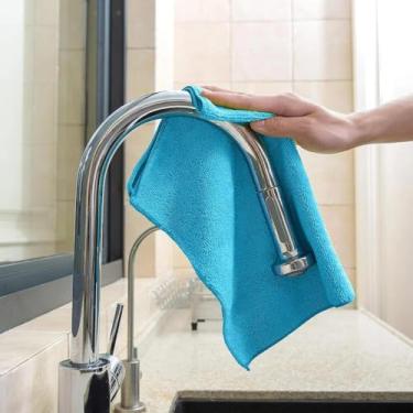 Imagem de Conjunto multifuncional de 5 peças de pano de limpeza de microfibra espessa, panos específicos para cozinha, podem ser usados para limpar mesas e lavar pratos, panos de limpeza doméstica reutilizáveis