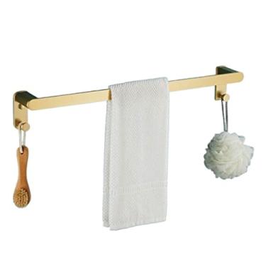 Imagem de 3FLQOOPP Toalheiro montado na parede suporte de toalha dourado barra de toalha única espaço escovado alumínio montado na parede suporte de toalha trilho de armazenamento prateleira acessórios de
