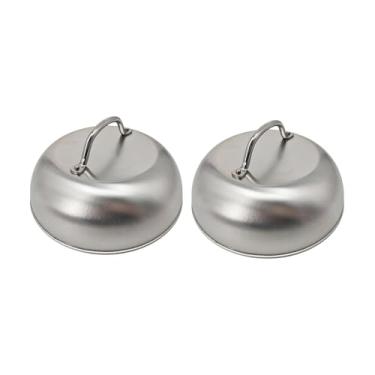 Imagem de Baoblaze 2x Tampa de Grelha Redonda para Derreter e Assar, Versátil, para Grelhas Planas, Churrasqueiras Internas e Externas, Ideal para Hambúrgueres, Alça Metálica