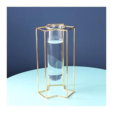 Imagem de U5GAAALPPQ9 Vaso decorativo, estilo nórdico, luz doméstica, ornamentos de luxo, vaso de vidro hidropônico, arte de ferro, flores secas, mesa de jantar, decoração macia, vaso de flores (cor: B2) (F6)