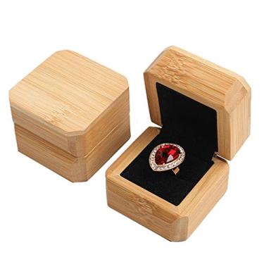 Imagem de Caixas de joias de bambu, caixa organizadora de joias de madeira maciça, caixa organizadora de joias de veludo branco para brinco, pulseira, anéis, organizador de joias (forro preto a) (forro preto a)