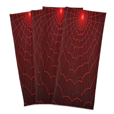 Imagem de Wassud Toalhas de cozinha teia de aranha vermelha panos de prato de cozinha pacote com 4 panos de prato macios com laço para pendurar toalha de mão super absorvente de secagem rápida toalhas de chá de