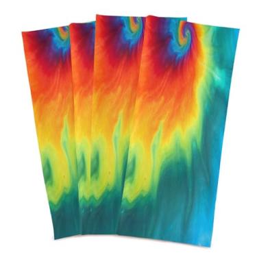 Imagem de Wassud Toalhas de cozinha tie dye panos de prato de cozinha pacote com 4 panos de prato macios com laço para pendurar toalha de mão super absorvente de secagem rápida toalhas de chá de mesa