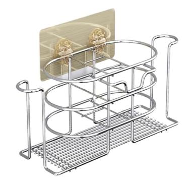Imagem de KHUTRW3D Rack de armazenamento de chuveiro organizador de prateleiras de banheiro, suporte de escova de dentes de aço inoxidável montado na parede/bancada, rack de armazenamento de parede sem