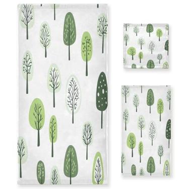 Imagem de xigua Conjunto de toalhas de banheiro Green Trees toalha de banho macia absorvente de 3 peças toalha de mão toalhas decorativas para banheiro, academia, hotel, praia, piscina