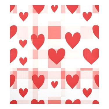 Imagem de Qilmy Capa magnética para máquina de lavar louça Dia dos Namorados corações vermelhos 58 x 66 cm porta da frente capas decorativas de geladeira adesivo folha magnética máquina de lavar louça painel