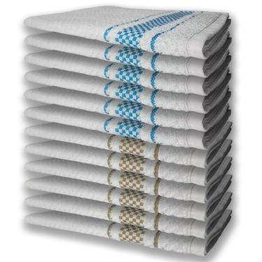 Imagem de 12 Panos De Prato Atoalhado Felpudo 6 Azul 6 Marrom