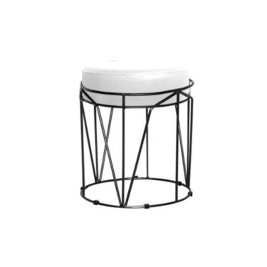 Imagem de Puff Aramado Babu Com Armação Preto Estofado Para Sala