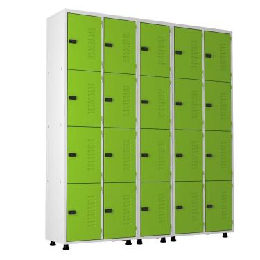 Imagem de Armário Roupeiro Aço 20 Portas Academia Guarda Volume Trinco Verde