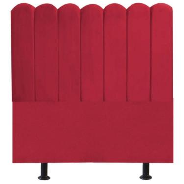 Imagem de Cabeceira Nuvem Cama Box Solteiro 90cm Alanis Suede Vermelho