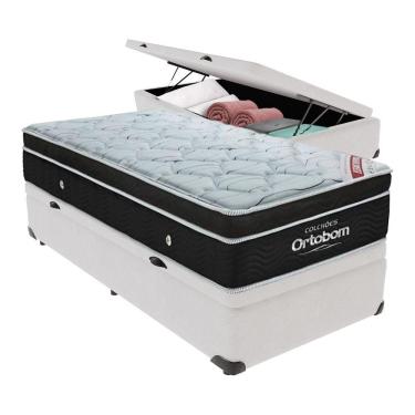 Imagem de Cama Solteiro Box Branca Baú Elegant Ortobom Molas Ensacadas