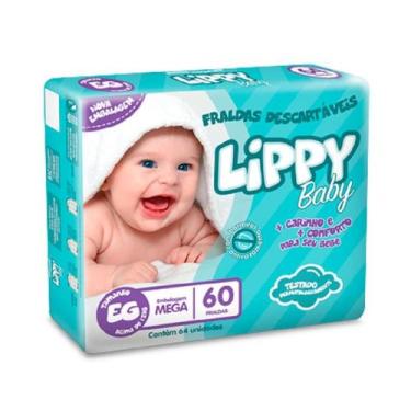 Imagem de Fralda infantil pacote com 60 tiras lippy baby eg