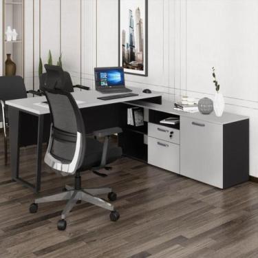 Imagem de Escrivaninha com Balcão Lateral 170cm 1 Porta 2 Gavetas Flex Multimóve