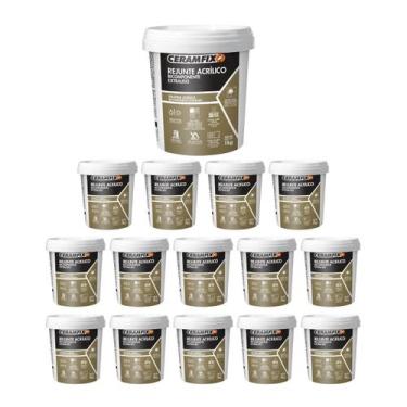 Imagem de Kit 15 Rejunte Acrílico Bicom Extraliso Branco Ceramfix Novo