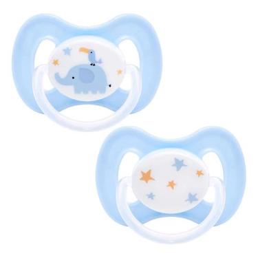Imagem de Kit Chupeta Buba Comfort Fase 1 Elefante e Estrela Azul