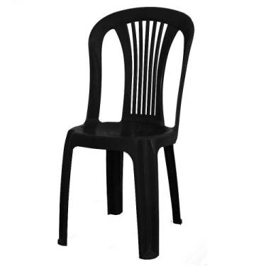 Imagem de Cadeira Bistrô Plástico Preta Empilhável Bar Praia Jardim Igreja 89cm 