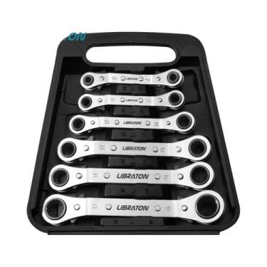 Imagem de Conjunto De 6 Chaves De Caixa Métricas Com Catraca 6-19mm Com Caixa Or