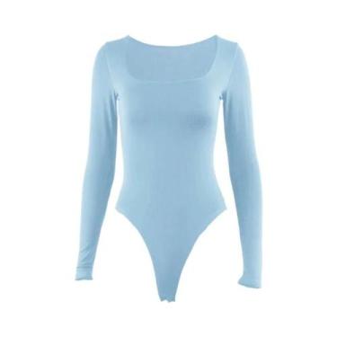 Imagem de Macacão Feminino Bodycon De Manga Longa Com Gola Quadrada E Elástico, 