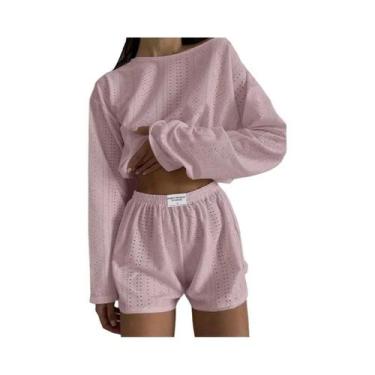 Imagem de Conjunto De Pijamas Femininos Confortáveis De Manga Longa Para Outono,