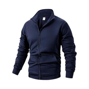 Imagem de Jaqueta Masculina De Manga Longa Com Zíper, Cor Sólida, Quente Para O 