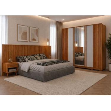 Imagem de Dormitório casal Ripado completo espelho Premium Arbo Design