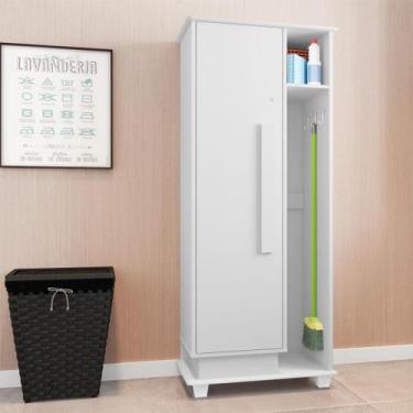 Imagem de Armário Multiuso 2 Portas com Chave e 4 Prateleiras com Nicho e Suport