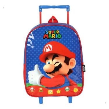 Imagem de Mochila Rodas Creche Infantil Super Mario Luxcel IC42678MO Cor:Azul, A