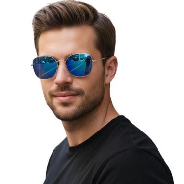 Imagem de Óculos De Sol Aviador Espelhado Clássico Masculino Moderno - EEA SEMI 