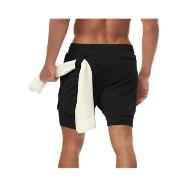 Imagem de Shorts Esportivos 2 Em 1 Camo Quick Dry Para Corrida, Academia, Treino