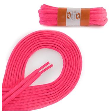 Imagem de OrthoStep Cadarços atléticos ovais pacote com 2 pares – Feito nos EUA, Rosa neon, 40" (102 cm)