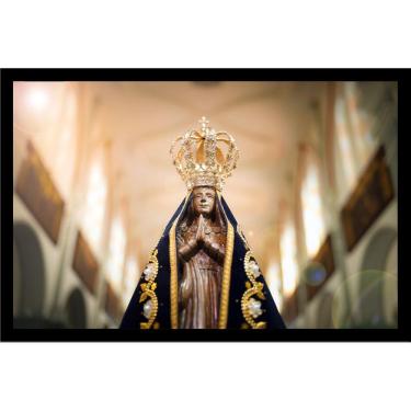 Imagem de Quadro Decorativo Religioso Nossa Senhora Aparecida 40x55cm com moldura e vidro