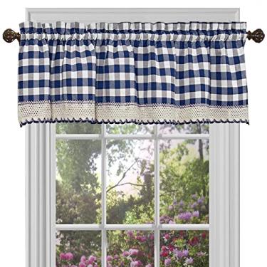 Imagem de Achim Home Furnishings - Cortina de janela BCVL14NY12 Valance Buffalo, 147 x 35 cm, azul-marinho e marfim