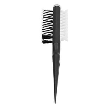 Imagem de Yosoo Pente de cabelo, pente estilo de cabelo, escova de pentear de cabelo unissex multifunções dupla face para barbearia preto