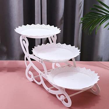 Imagem de Estilo europeu de três camadas de fruteira sala de estar multicamadas família bolo de frutas secas e prato de sobremesa de doces, F, três camadas