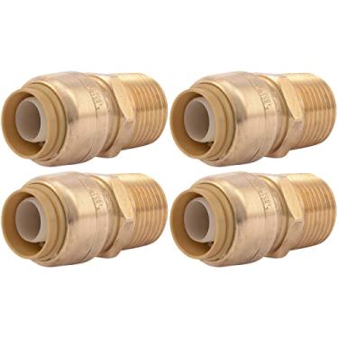 Imagem de SharkBite Encaixe de encanamento de conector reto U120LFA4, conexões PEX, Push-to-Connect, cobre, CPVC, HDPE, 1/2 polegada x rosca MNPT, pacote com 4