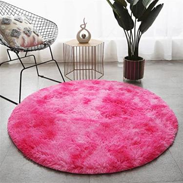 Imagem de Lifup Tapete redondo macio e fofo, tapete circular de pelúcia tie dye para sala de estar, quarto, decoração de casa, fúcsia, 3 m