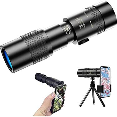 Imagem de Telescópio monocular monocular 4k 10-300X40 de alta potência, telescópio monocular HD à prova d'água com suporte para smartphone e tripé para jogo de bola/passeios turísticos/caminhadas/acam