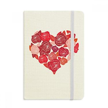 Imagem de Caderno com rosas em formato de coração rosa para dia dos namorados, capa dura em tecido oficial