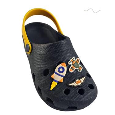 Imagem de Sandália Babuche Infantil Masculina Menino Chinelo Criança (Sandália Babuche Infantil Masculina Preto Foguete, BR, Criança de 1 a 3 anos, Numérico, 25)